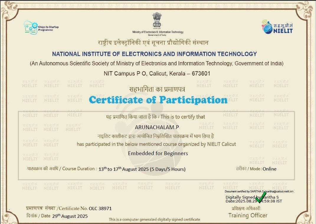 NIELIT Embedded Certificate